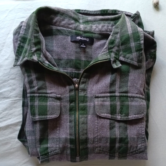 Madewell Plaid Quarter Zip Flannel - Picture 1 of 6